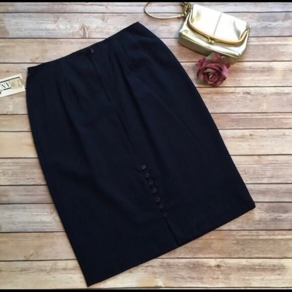 VINTAGE Y2K NWT Diana Fay Navy High Waisted Skirt - Picture 2 of 7